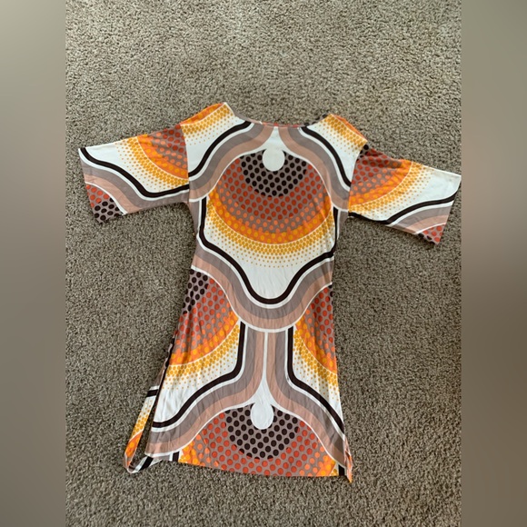 Trina Turk 100% Silk Dress Retro Tie Waist Sz 2 USA cocktail - Picture 5 of 12